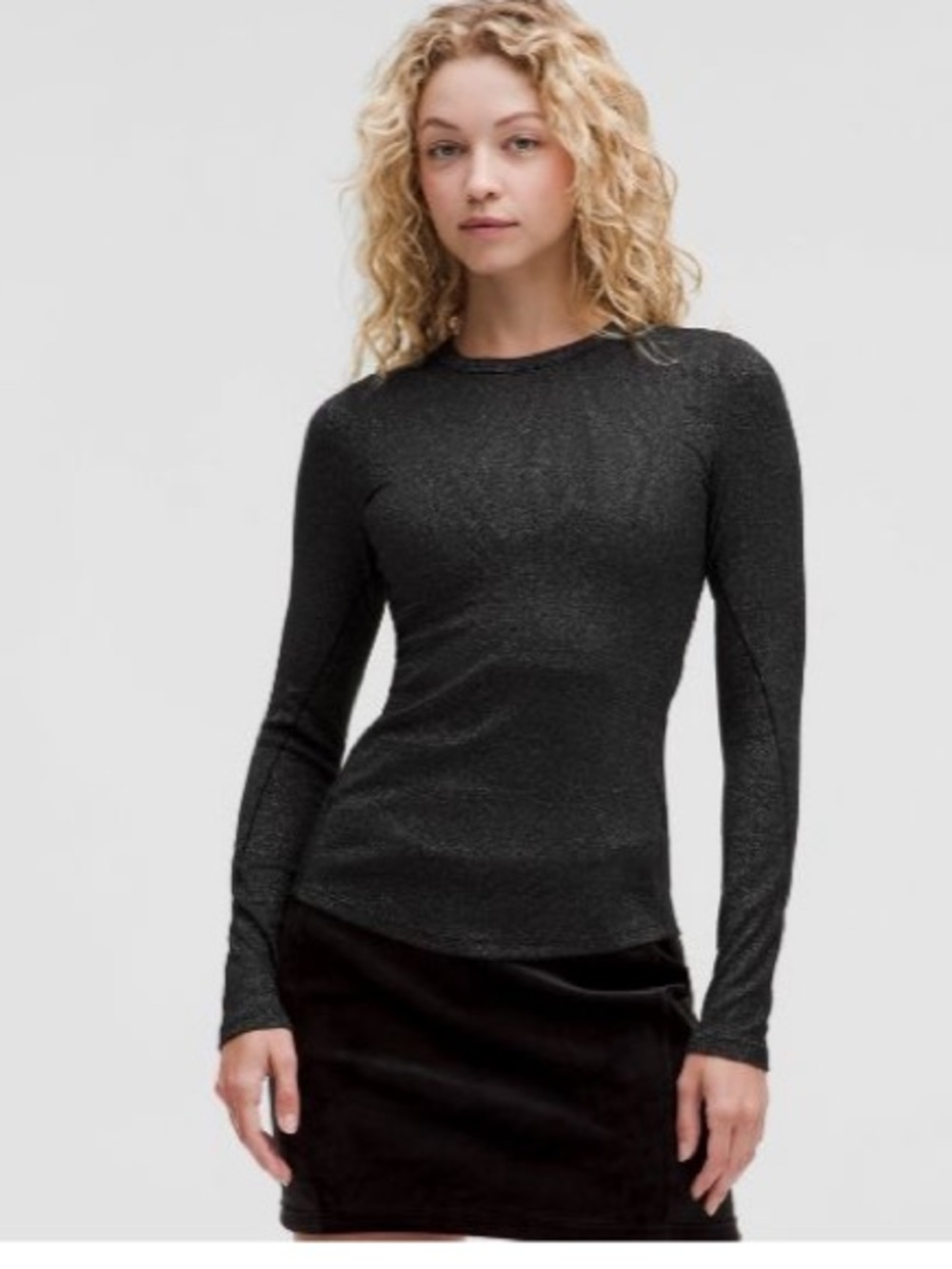 lululemon athletica Black Metallic Long-Sleeve holdtight shirt